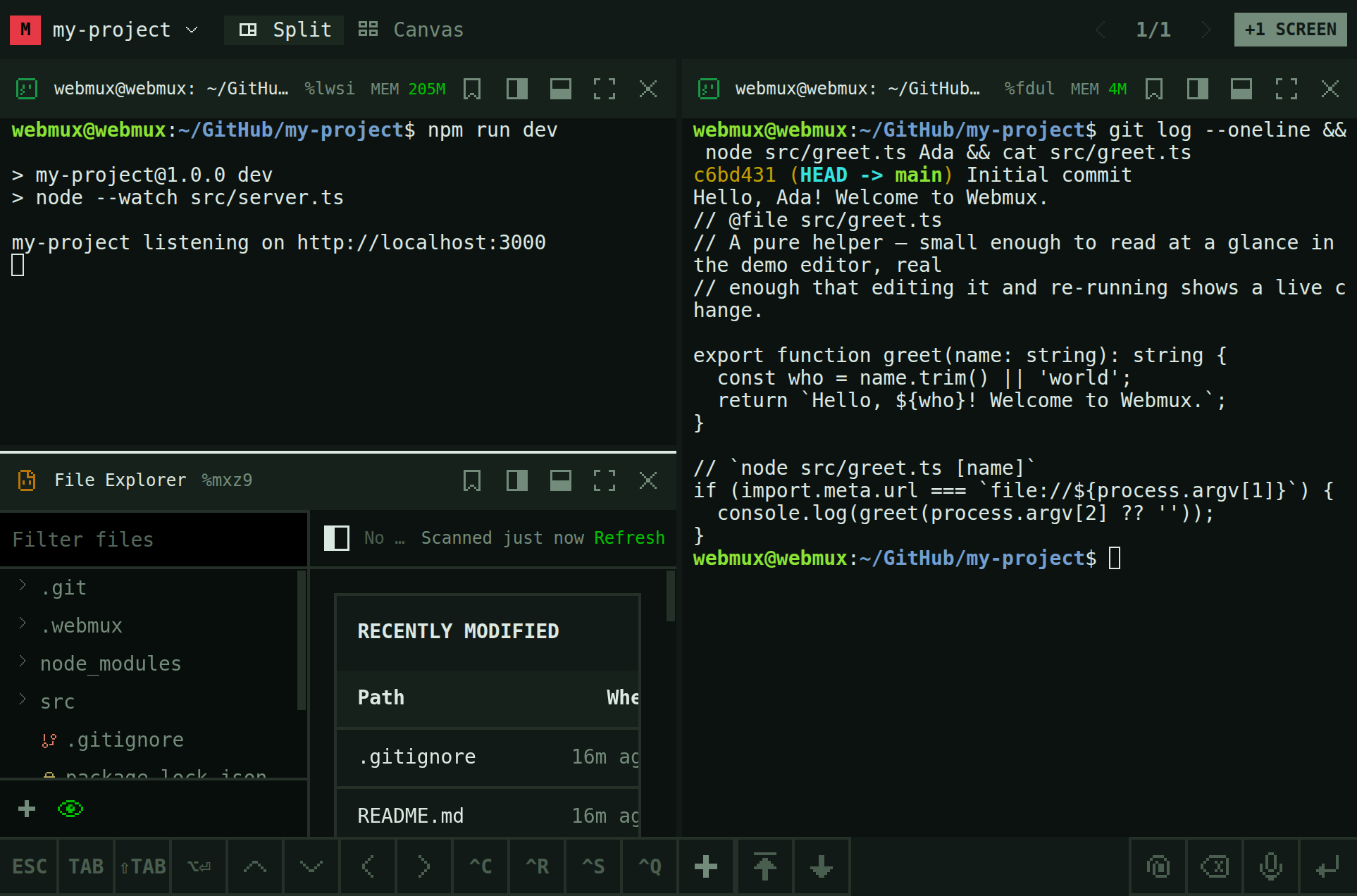 Webmux — Persistent terminal multiplexer
